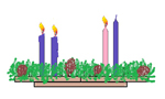 Three Candles Lit on the Advent Wreath