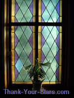 Window at Church with Cross and Easter Lilies