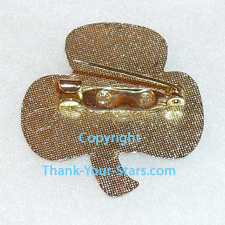 Shamrock Lapel Pin Back - Gold Pattern and Fastener in Center