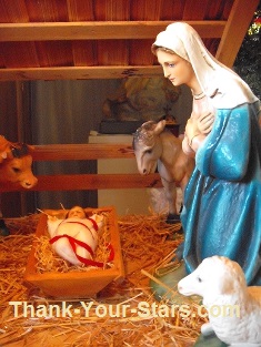 Christmas Nativity Scene - Mary and Child in Manger 