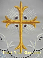 Gold Cross Pattern on White Church Altar Linen